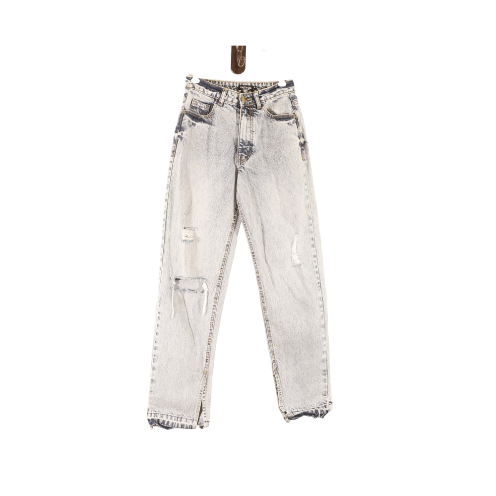 Nasty Gal Collection Acid Wash Ankle Slit Mom Style Denim Jeans US 1